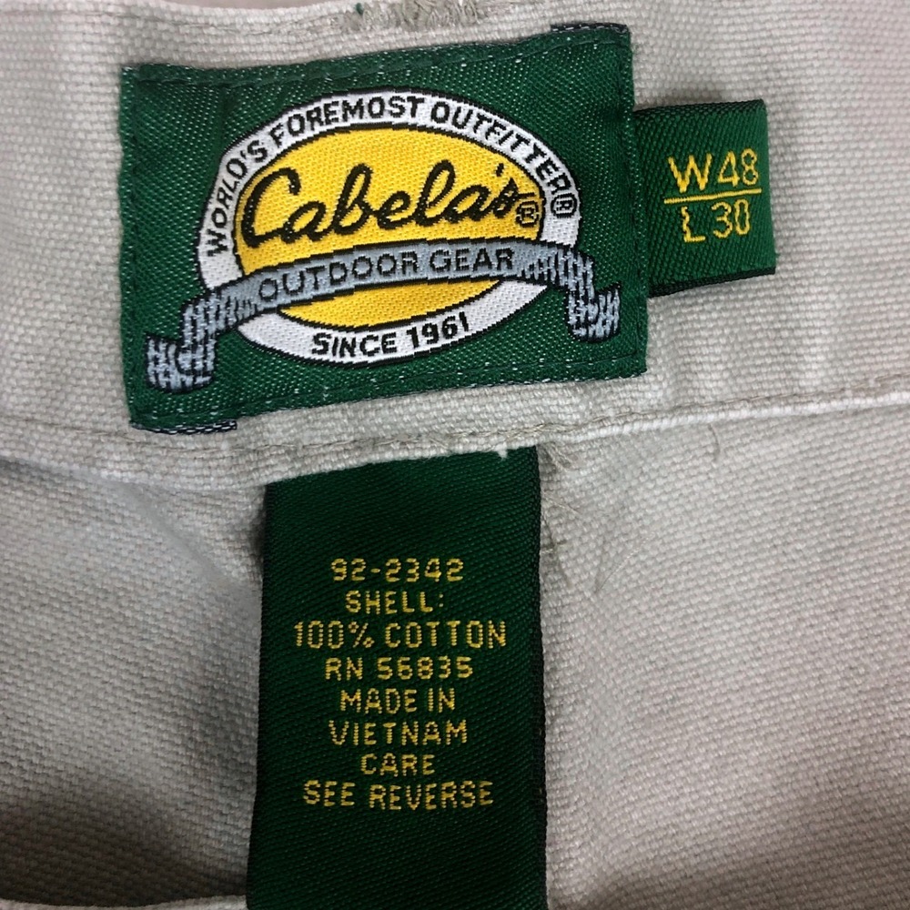 Cabelas Mens 48x30 Light Gray Cotton Canvas Work Pants Straight Leg Outdoor Gear - Picture 3 of 9